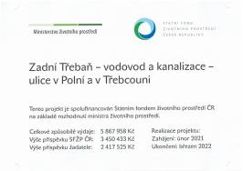 Zadní Třebaň - vodovod a kanalizace - Polní a V Třebcouni